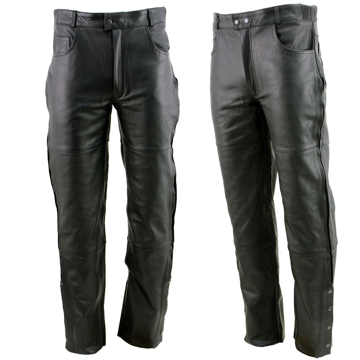 Xelement B7470 Men's Black Premium Leather Motorcycle Overpants with ...