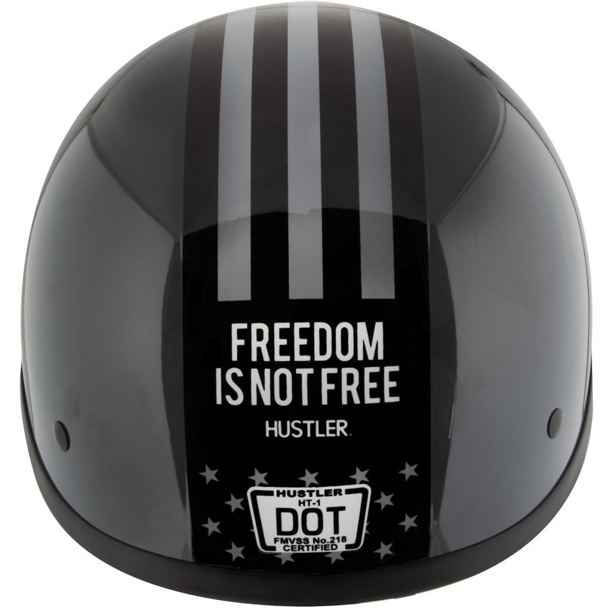 Outlaw Helmets HT1 Hustler Glossy Gray Freedom is Not Free Motorcycle