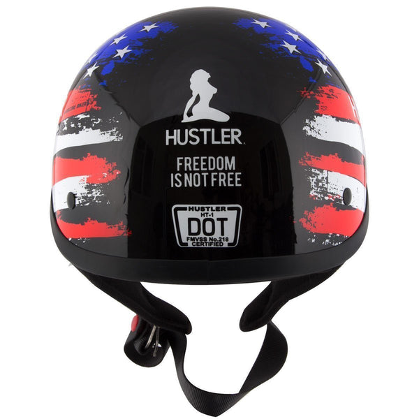 Outlaw Helmets Ht1 Hustler Glossy Black And Color Us Flag Motorcycle Half Helmet For Men And Women 6349