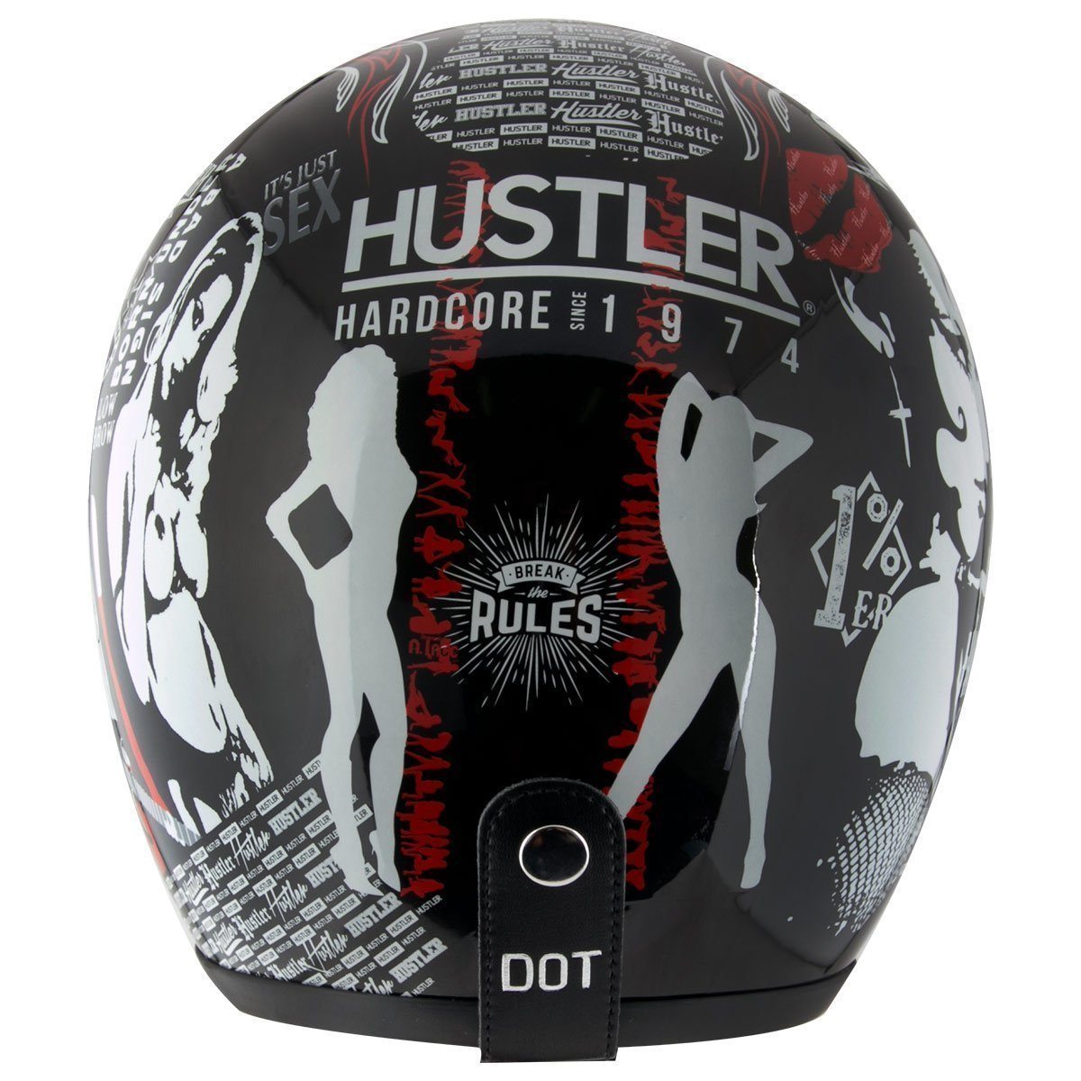 Outlaw Helmets HT50 Hustler Glossy Black Vegas Motorcycle Open Face