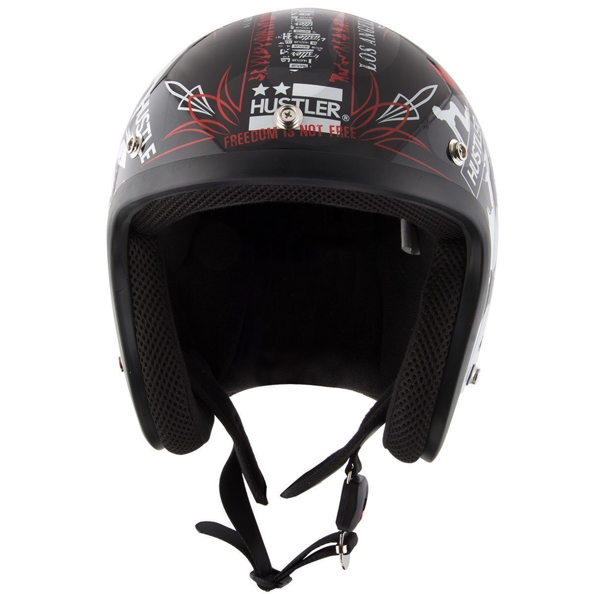 Outlaw Helmets HT50 Hustler Glossy Black Vegas Motorcycle Open Face