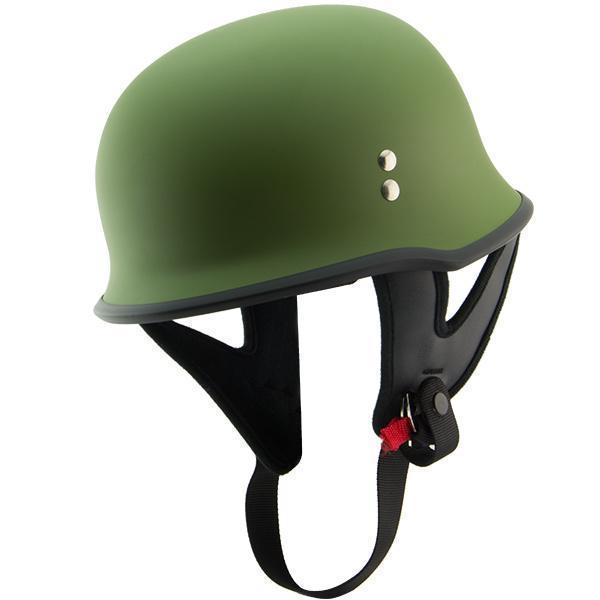 Outlaw T-75 'Military' German Style Flat Green Half Helmet