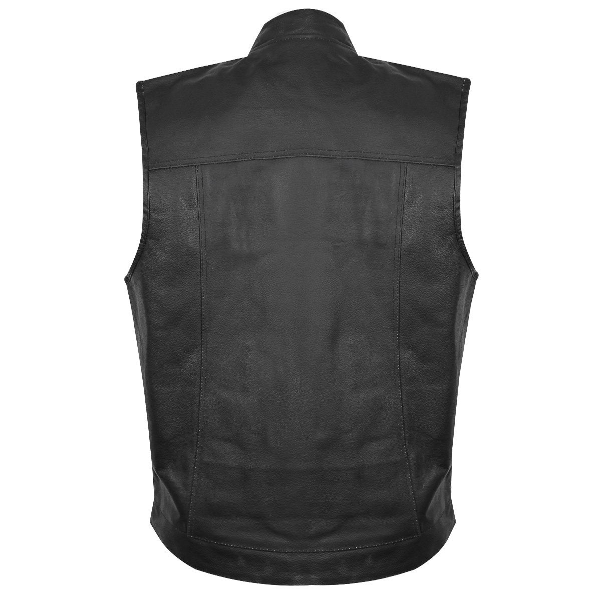 USA Leather 1205 Black Motorcycle Leather Vest with Gun Pockets for Men ...