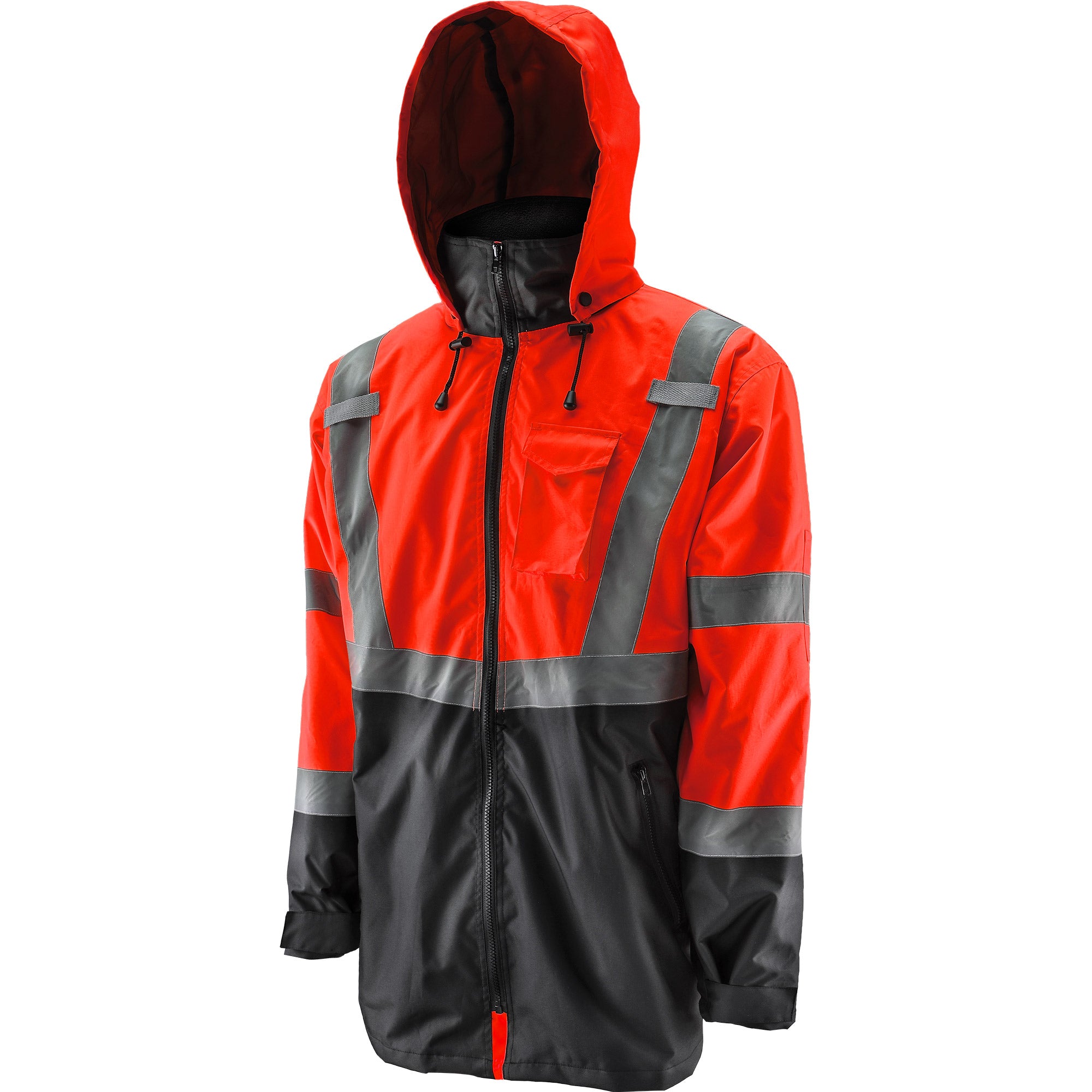 Xtreme High Visibility Reflective Safety Jackets for Men Polar Fleece Lining ANSI Class 3 Hi Vis Winter Bomber Jacket Hoodie