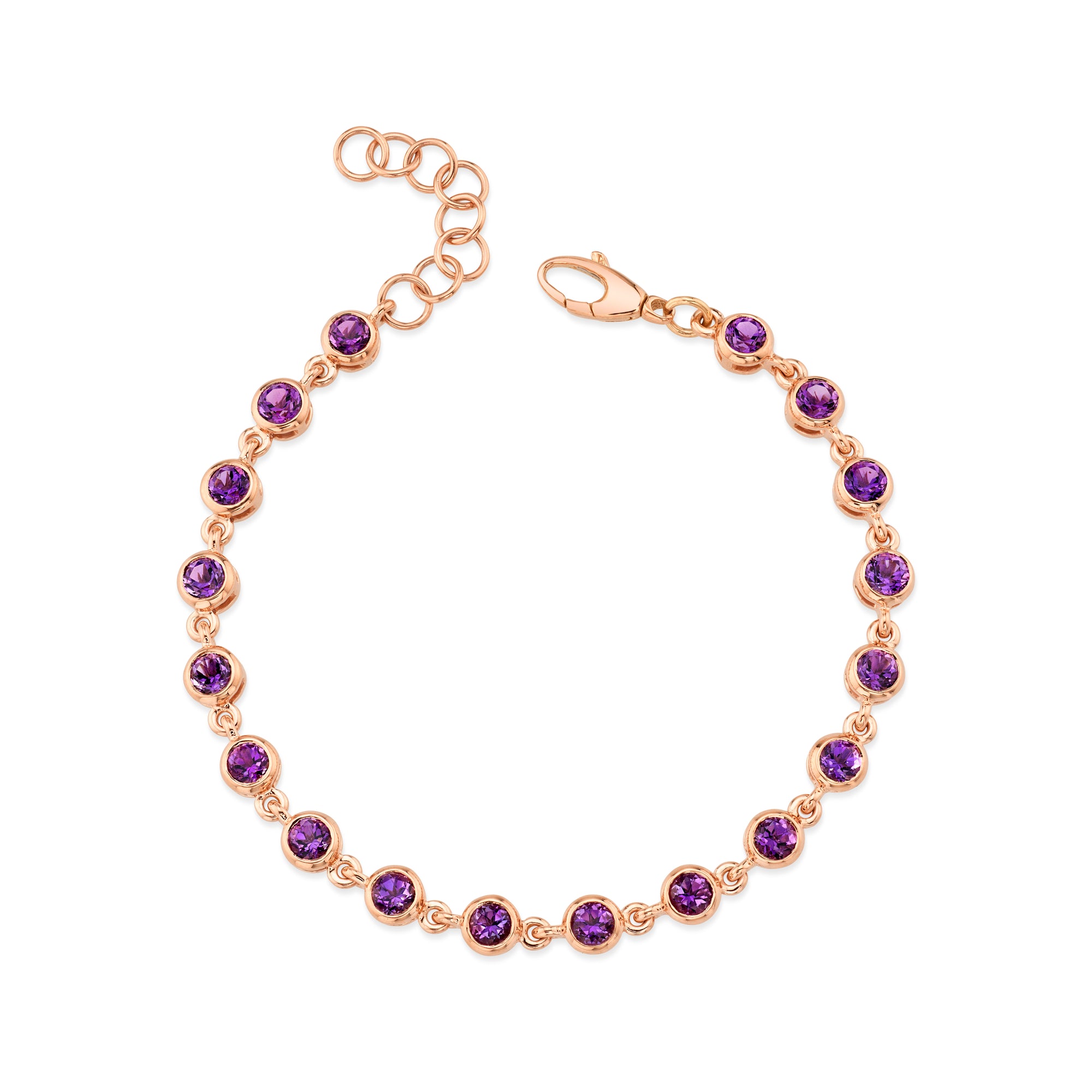 14K Rose Gold Amethyst Bracelet 7\