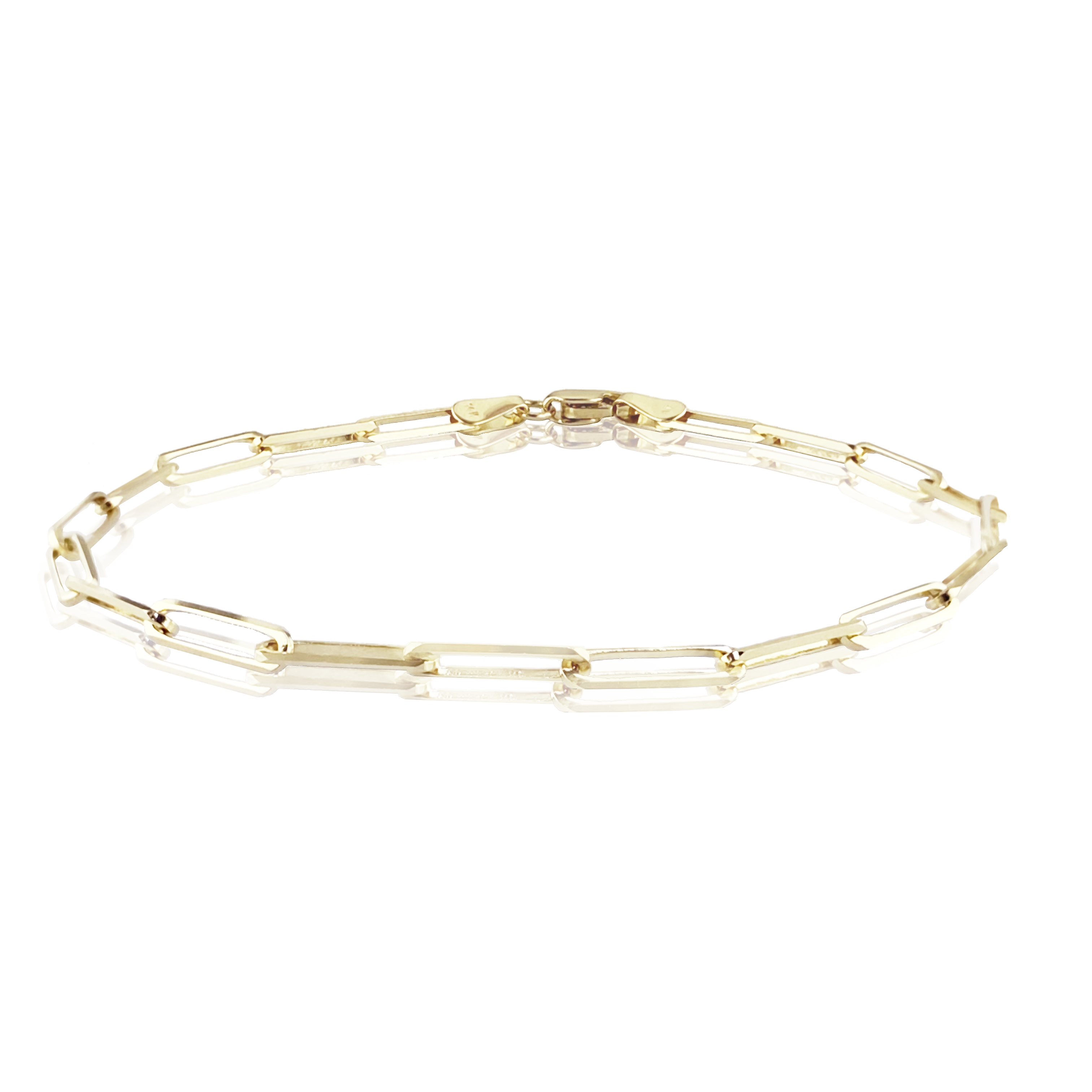 14K 2.7MM YELLOW GOLD PAPERCLIP CHAIN BRACELET