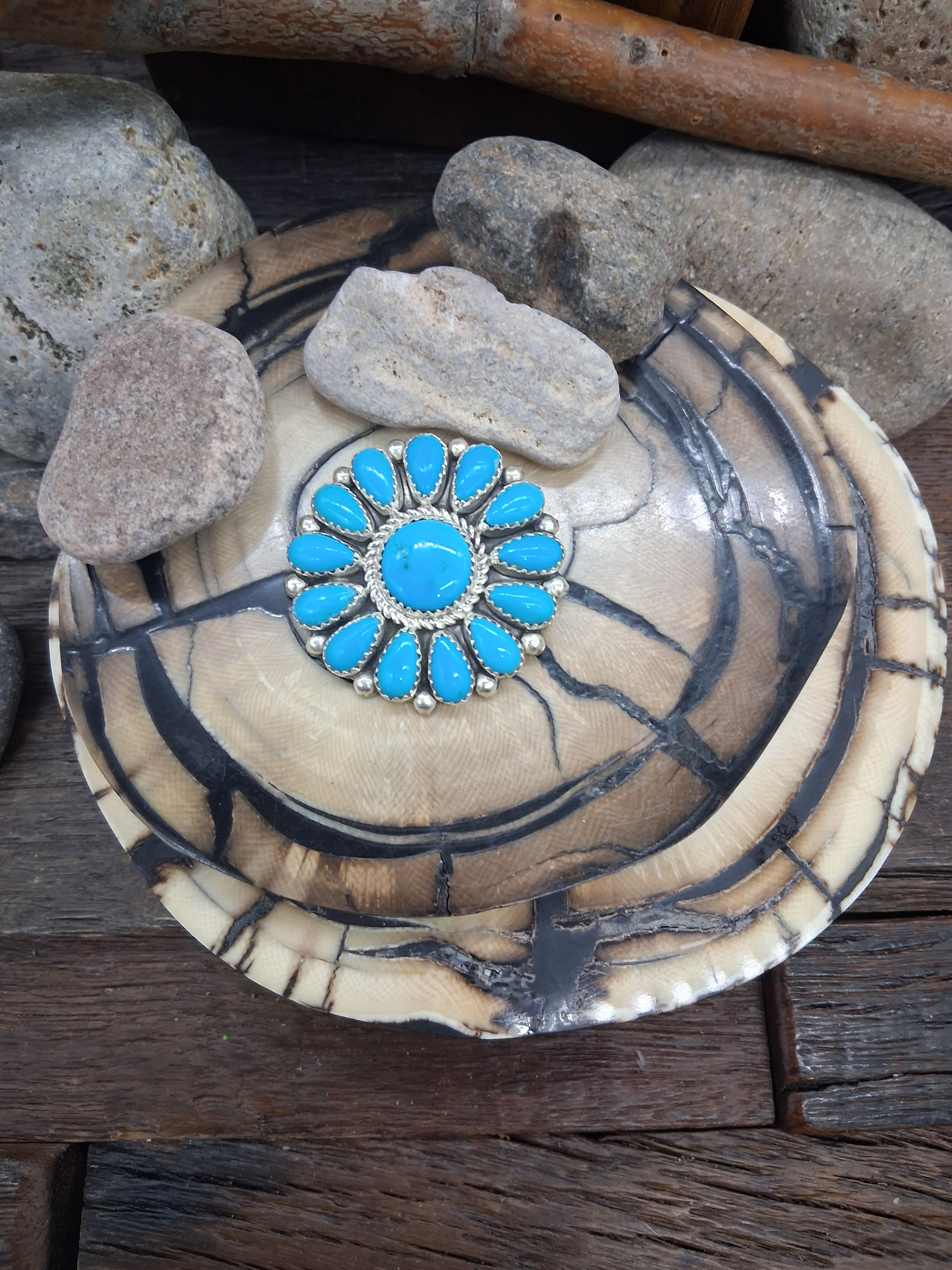 1 1/2" Kingman Turquoise cluster Pendant by Rodney Natah