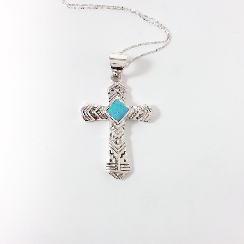 Opal Cross Pendant – Santa Fe Silver Art