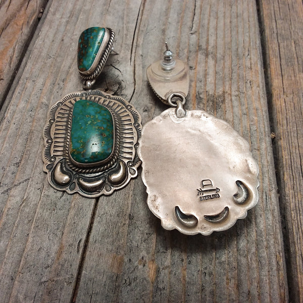 Green Turquoise Earrings By Darryl Becenti – Santa Fe Silver Art