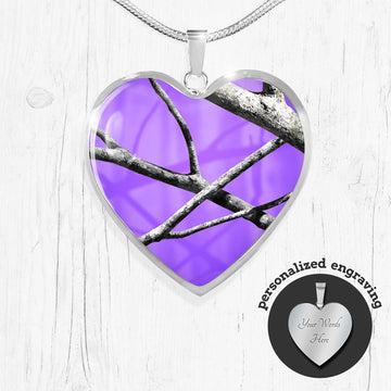 Purple Camo Heart Pendant Necklace