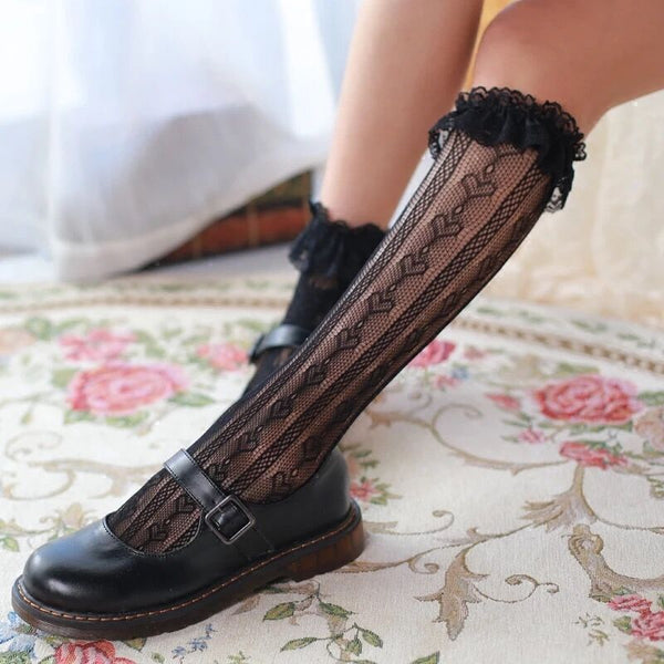 Cute Twist Pattern Cotton Thigh High Stockings Lace Trimmed Over Knee  Stockings 5 Colors