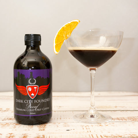 cold drip coffee 500ml bottle pictured with an espresso martini