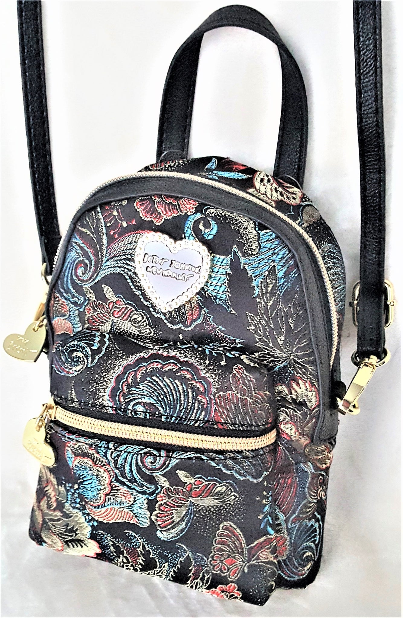 Betsey Johnson MINI Convertible Cross-Body Bag - BLACK/MULTI – Urban Flair USA