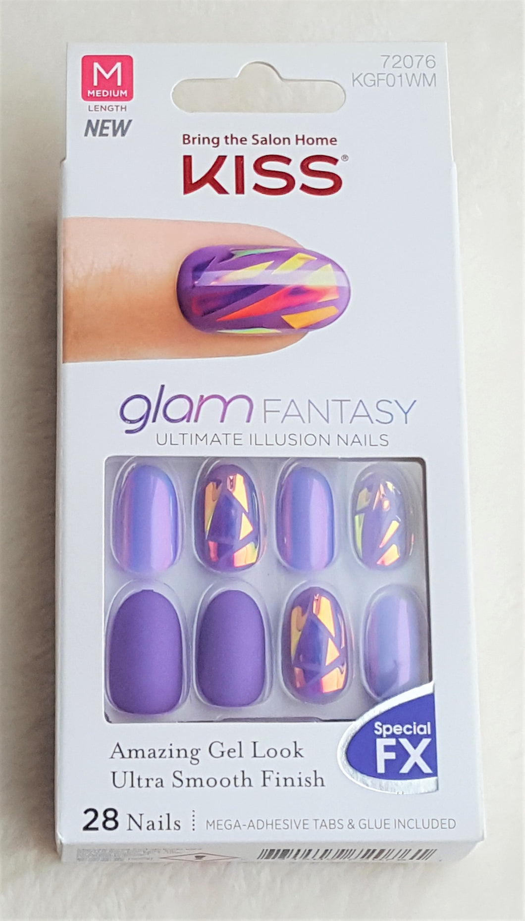 KISS glam FANTASY Glue/Press-Ons ULTIMATE ILLUSION 28 NAILS, TAN LINES ...