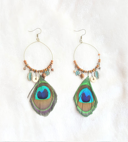 Bohemian Style Reversible Feather Earrings with Sterling Silver Earwir –  Crystalmood.com