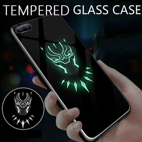 Black Panther Glow In The Dark Tempered Glass Phone Case Radiant