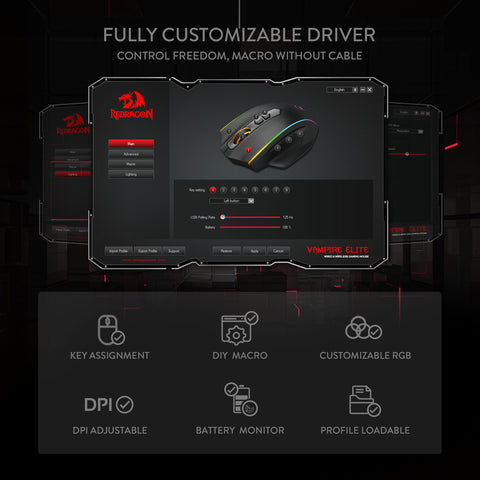 Redragon M686 VAMPIRE ELITE Wireless Gaming Mouse  16000 DPI  Wired/Wireless Gamer Mouse with Professional Sensor – REDRAGON ZONE