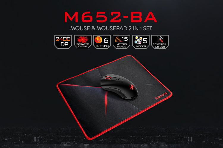 Redragon M652-BA Wireless Gaming Mouse and Mouse Pad Set, 2.4G Wireles –  REDRAGON ZONE