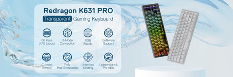 Redragon K631 PRO 65% 3-Mode Wireless Full-Transparent Gaming Keyboard –  Redragonshop