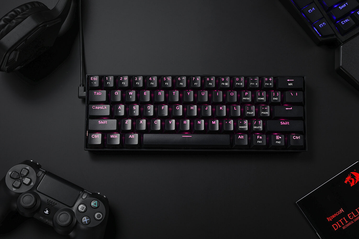 Redragon K630 Gaming Mechanical keyboard, Pink LED Backlit