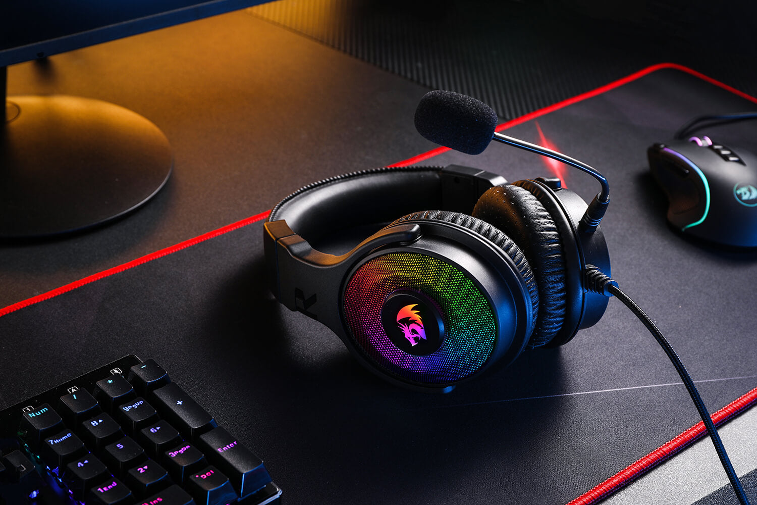 retroiluminación rgb de auriculares para juegos redragon