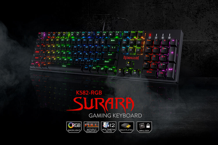 redragon surara k582 rgb led backlit mechanical gaming keyboard