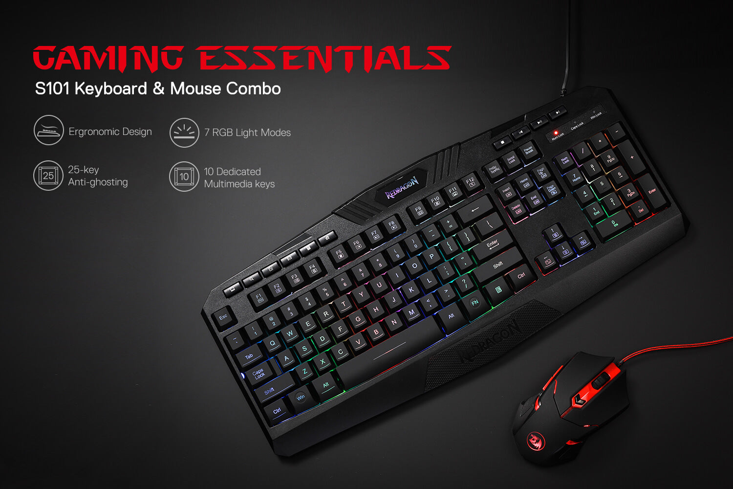 S101-1 Gaming Keyboard Mouse Combo, RGB LED Backlit 104 – ZONE