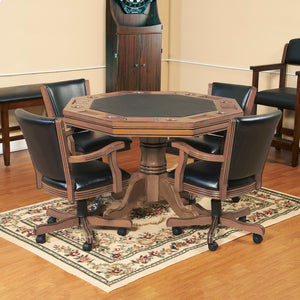 Kingston Dark Oak 3 In 1 Poker Table W 4 Arm Chairs By Hathaway