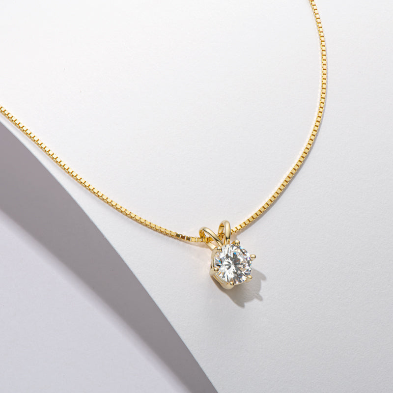 Round Cut Created White Diamond Pendant Necklace