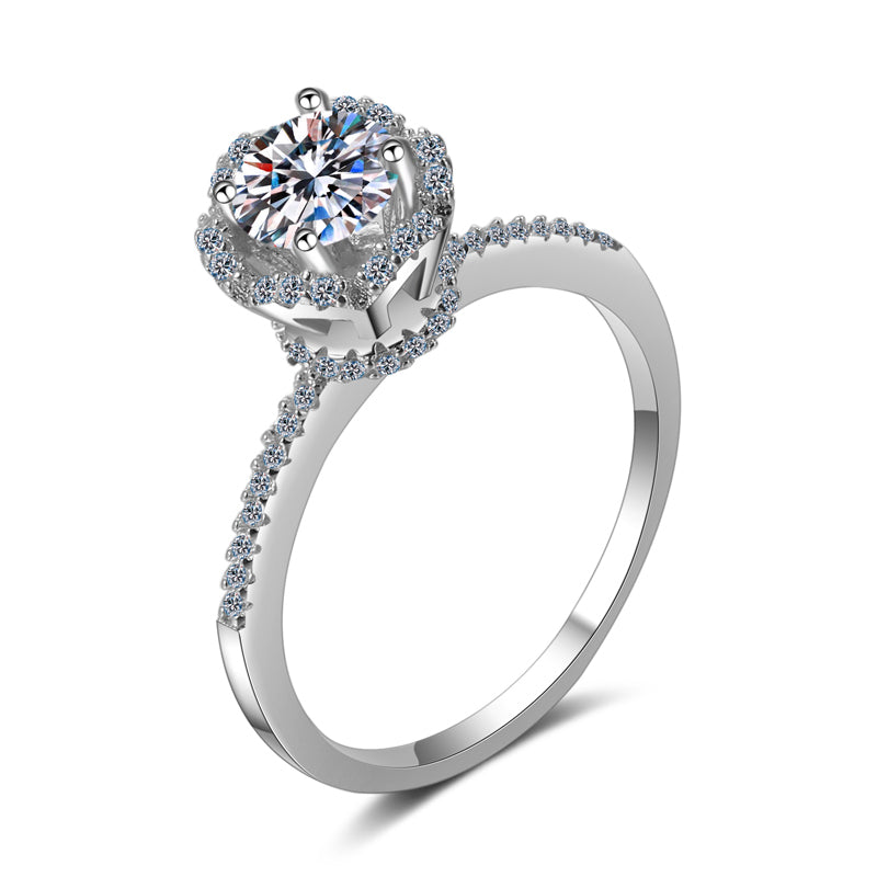 925 Sterling Silver Moissanite Diamond 0.8ct Classic Engagement Ring ...