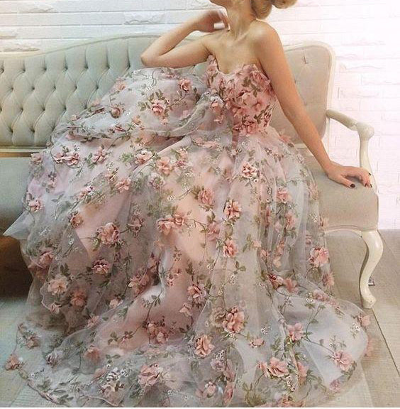 3d floral evening gown