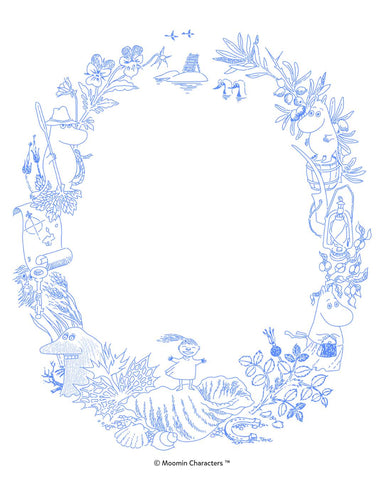 An illustrated moomin wreath on letter