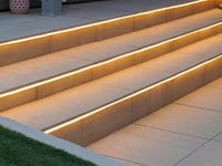 An example of utilising SPLASH12 LED strip on outdoor garden steps