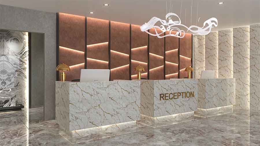 Creative hotel reception lighting