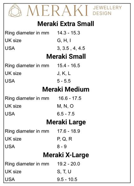Ring Sizes Chart, How To Measure Ring Size, Meraki