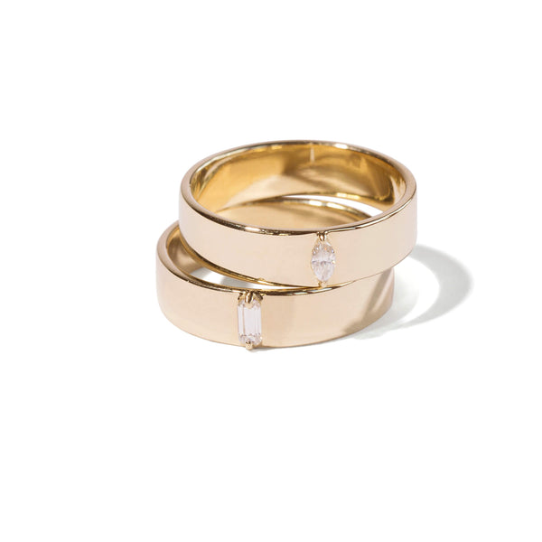 Gold Baguette Broad Ring