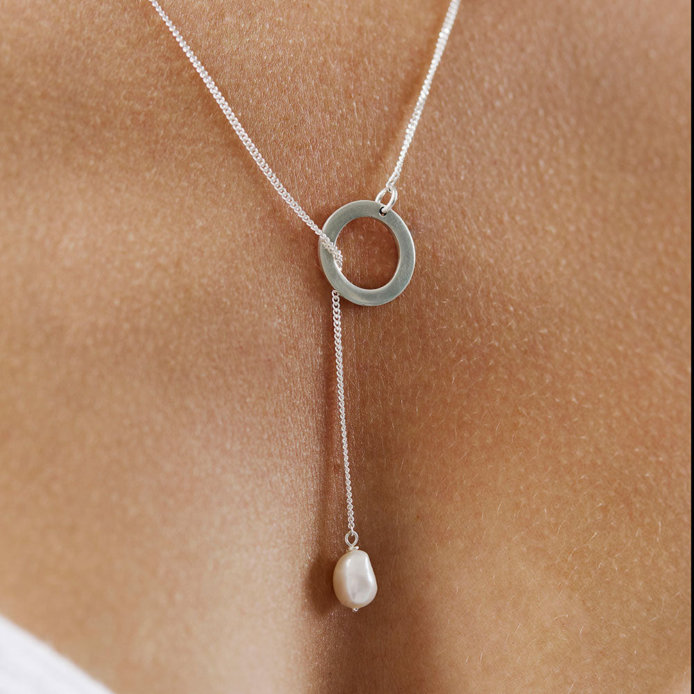 Silver Pearl Paperclip Necklace | Meraki Jewellery Design | The