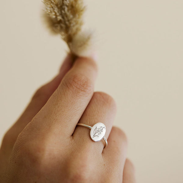 Silver Birth Flower Ring