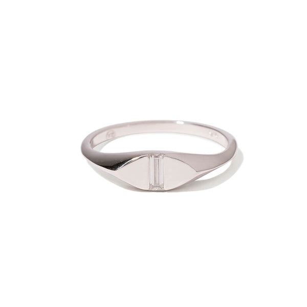 Silver Baguette Signet Ring