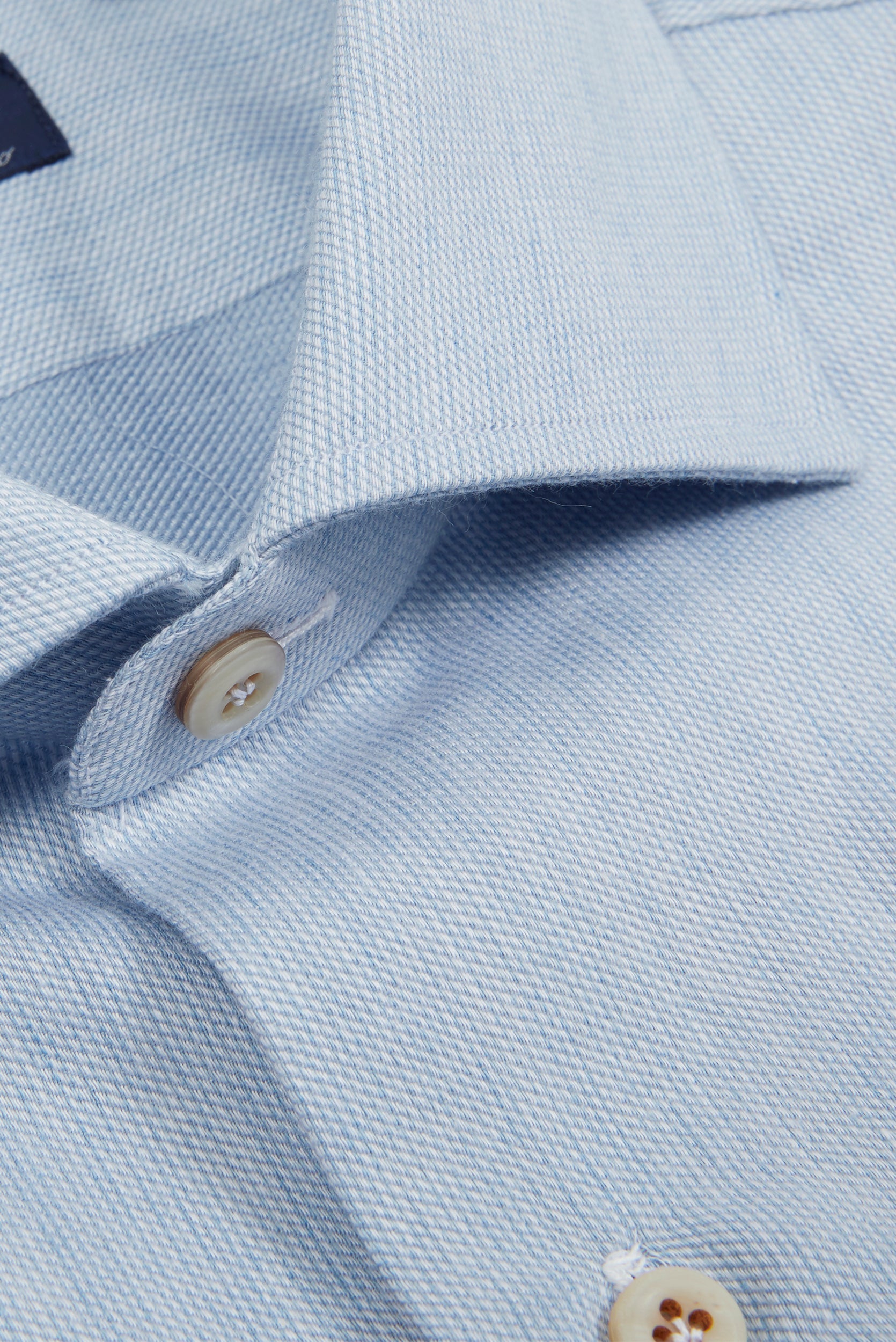 Detail of Finamore Napoli Shirt in Light Blue