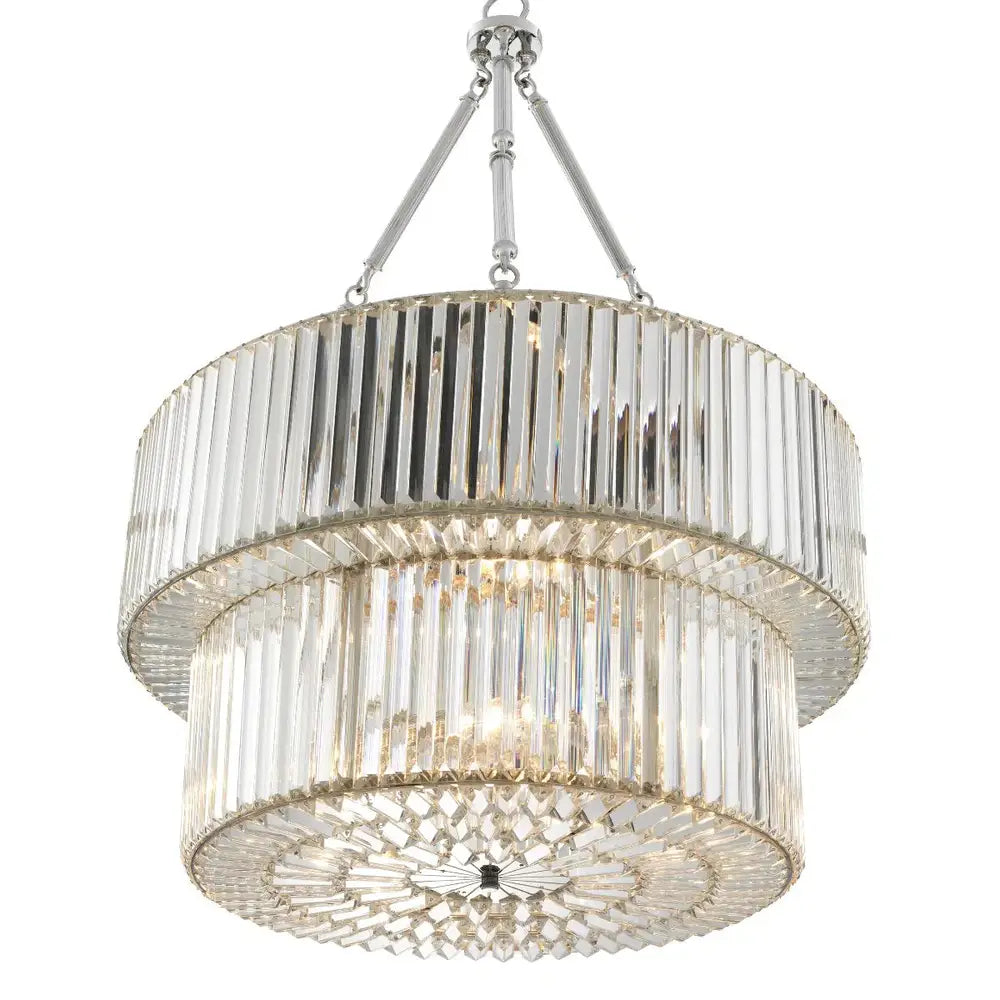 Product photograph of Eichholtz Infinity Double Chandelier In Nickel Finish from Olivia's.