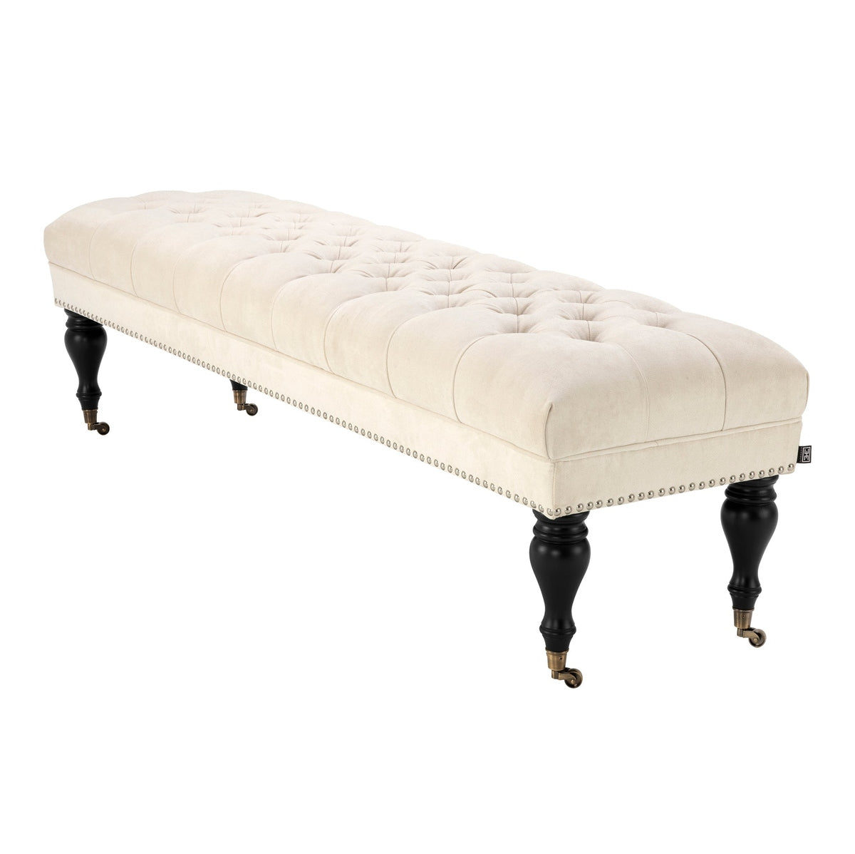 Product photograph of Eichholtz Benedict Bench Ecru Velvet Outlet from Olivia's.