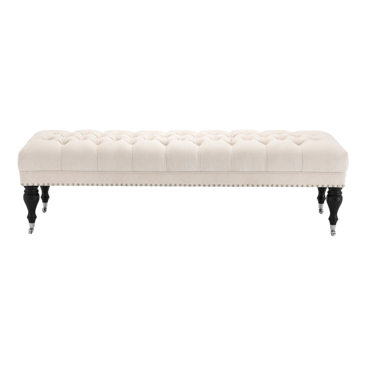 Product photograph of Eichholtz Benedict Bench Ecru Velvet Outlet from Olivia's.