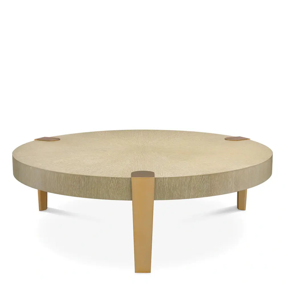 Product photograph of Eichholtz Oxnard Coffee Table In Washed Oak Veneer Brass from Olivia's
