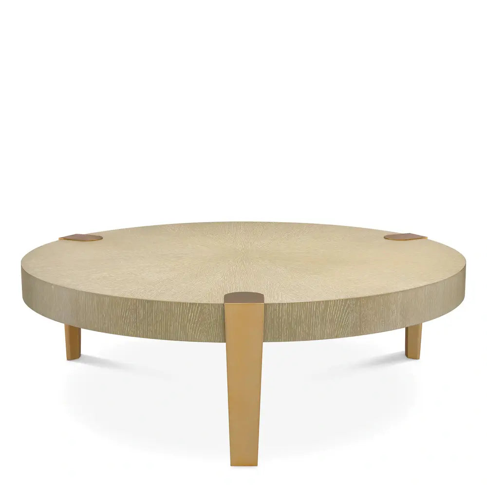 Product photograph of Eichholtz Oxnard Coffee Table In Washed Oak Veneer Brass from Olivia's.
