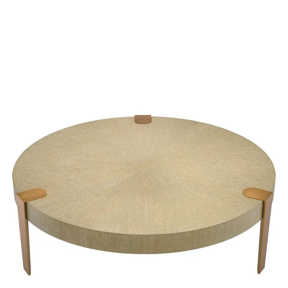 Product photograph of Eichholtz Oxnard Coffee Table In Washed Oak Veneer Brass from Olivia's