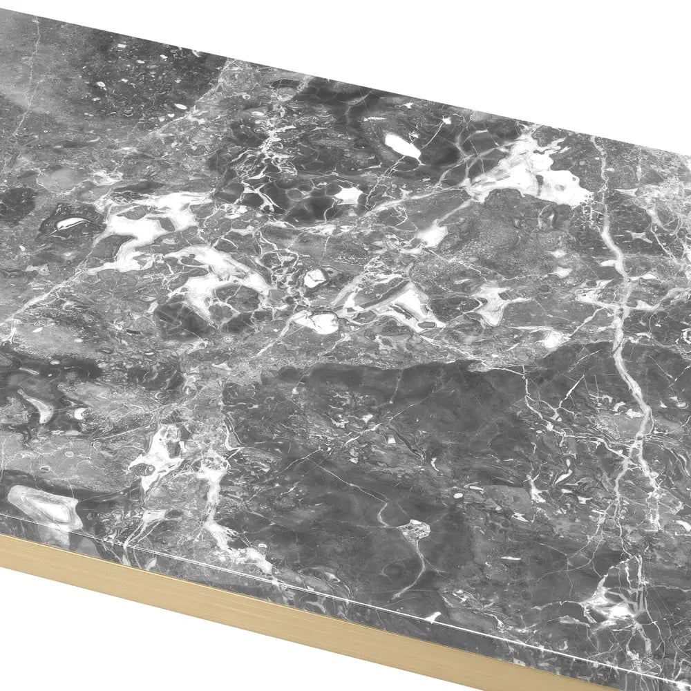 Product photograph of Eichholtz Criss Cross Coffee Table In Brushed Brass Finish Grey Marble from Olivia's.