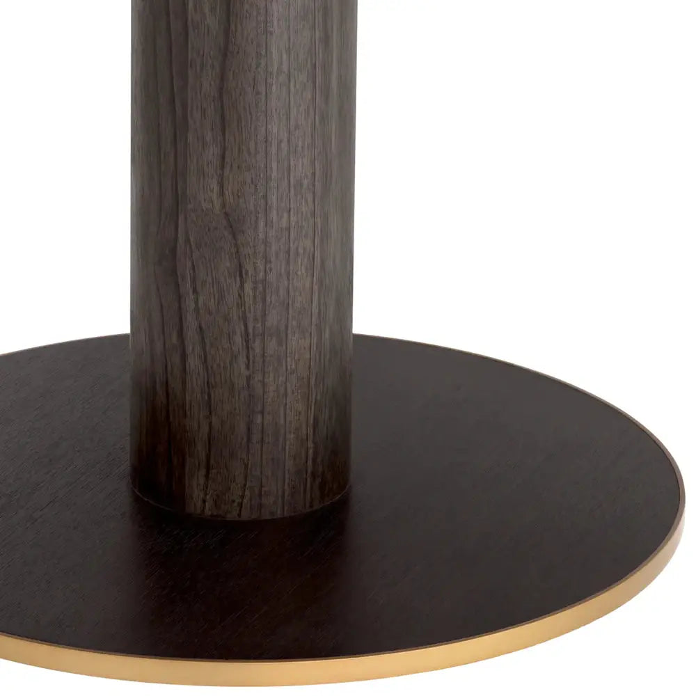 Product photograph of Eichholtz Astro Dining Table In Mocha Oak Veneer Brushed Brass Finish from Olivia's.