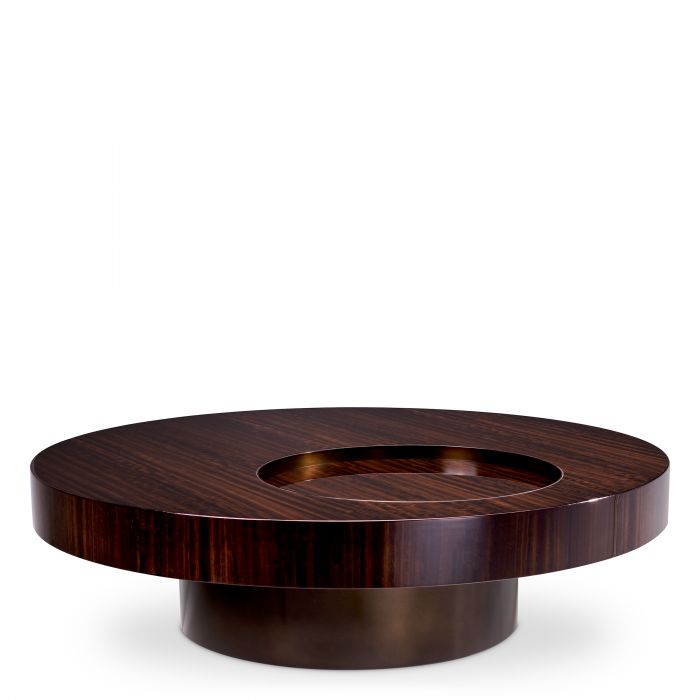 Product photograph of Eichholtz Coffee Table Otus Round Eucalyptus Veneer Bronze Finish from Olivia's