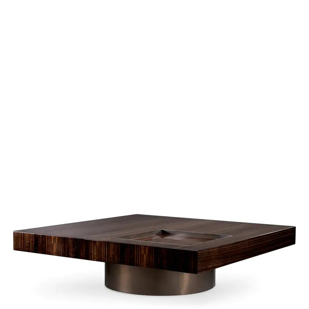 Product photograph of Eichholtz Coffee Table Otus Square Eucalyptus Veneer Bronze Finish from Olivia's